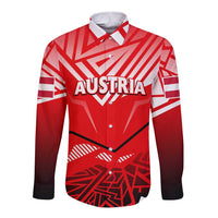 Red long-sleeve button shirt with Austria text and eagle graphic on front