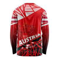 Red long-sleeve crewneck shirt back with AUSTRIA wordmark and eagle crest