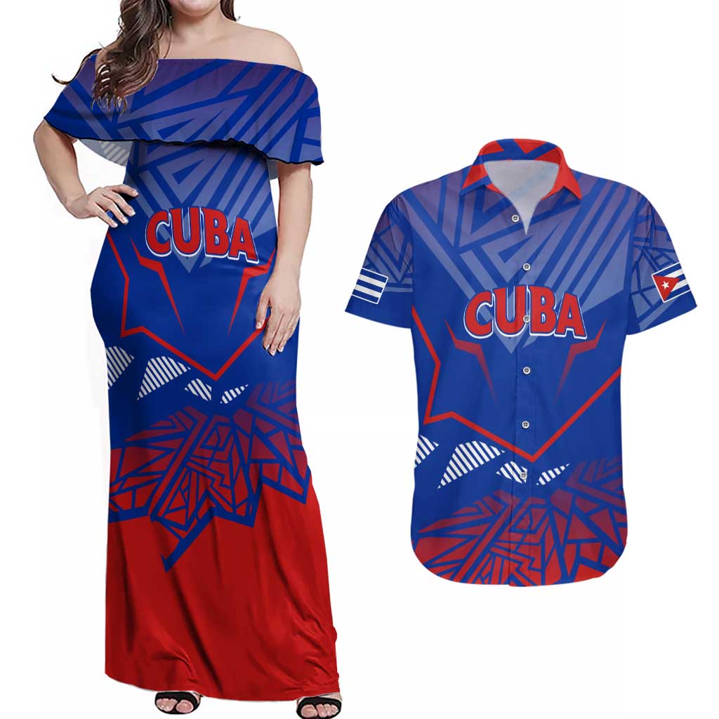 Forever Cuba Couples Matching Off Shoulder Maxi Dress and Hawaiian Shirt Patria o Muerte, Venceremos - Wonder Print Shop