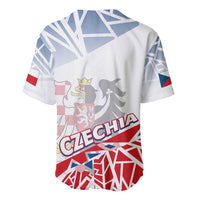 Baseball jersey back with Czechia text, lion crest, and flag graphics, short sleeves