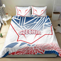 Czechia bedding set: white duvet cover and two pillowcases with red/blue shield and text