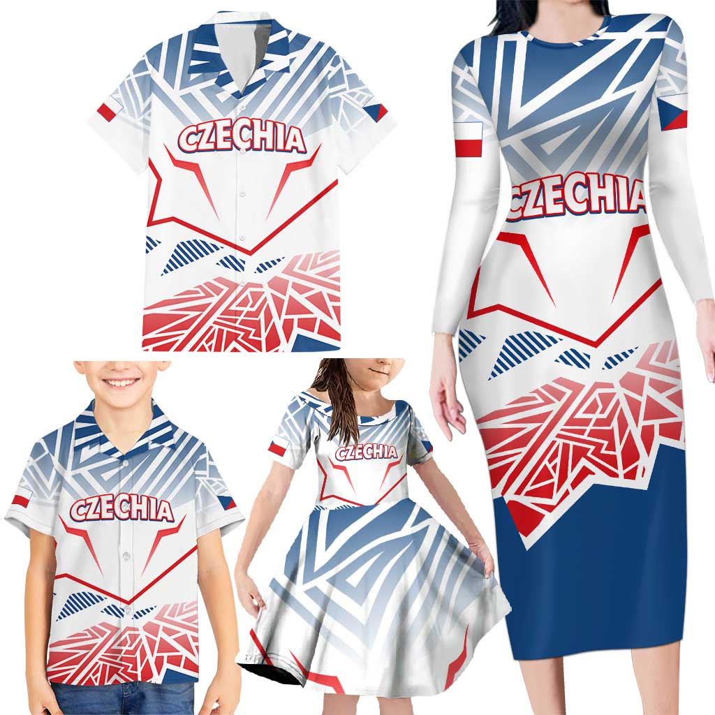 Forever Czech Republic Family Matching Long Sleeve Bodycon Dress and Hawaiian Shirt Czechia Pravda Vitezi - Wonder Print Shop