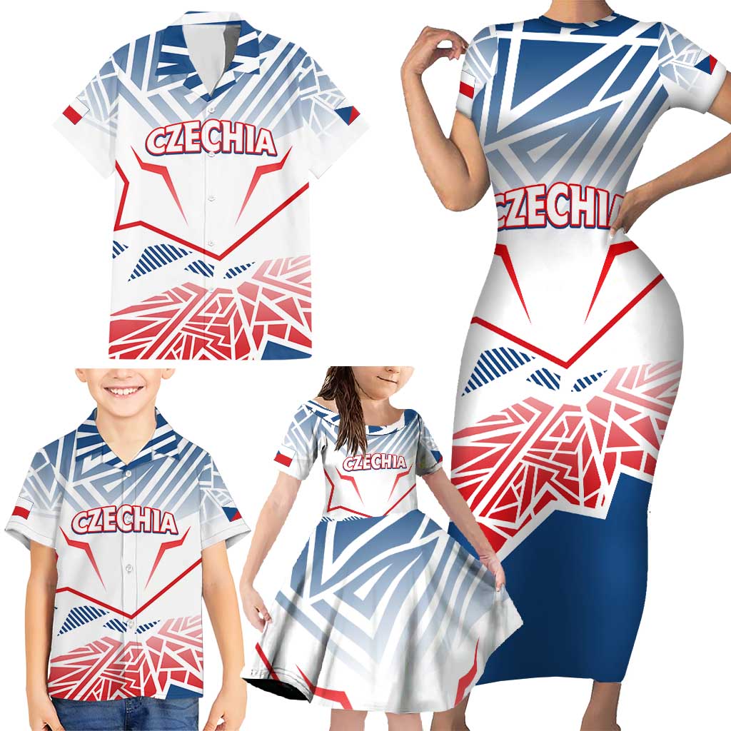 Forever Czech Republic Family Matching Short Sleeve Bodycon Dress and Hawaiian Shirt Czechia Pravda Vitezi - Wonder Print Shop