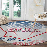 Round Czechia-themed carpet with “CZECHIA” text, blue stripes, and red border
