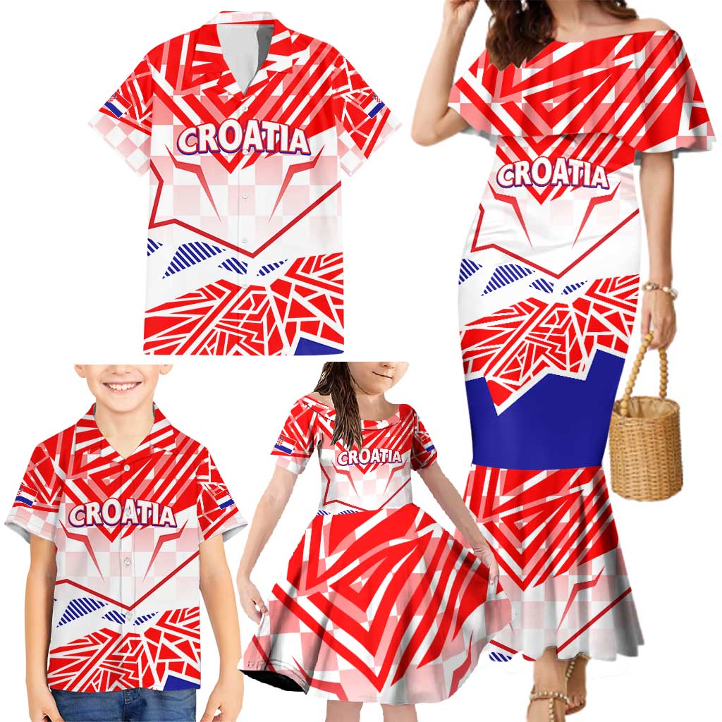 Forever Croatia Family Matching Mermaid Dress and Hawaiian Shirt Hrvatska Trobojnica Checkerboard - Wonder Print Shop