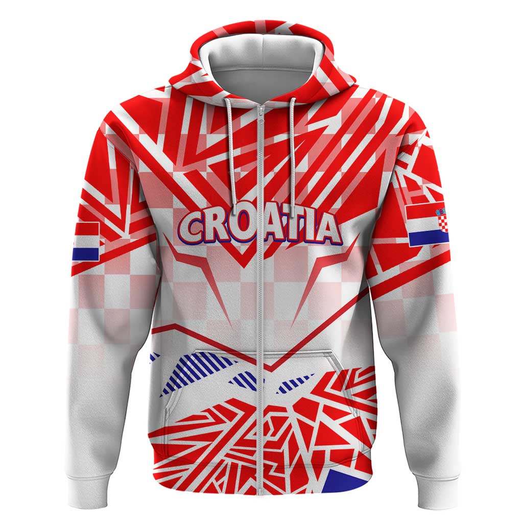 Forever Croatia Zip Hoodie Hrvatska Trobojnica Checkerboard - Wonder Print Shop