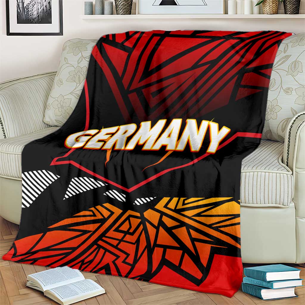 Black and red Germany logo throw blanket with geometric pattern