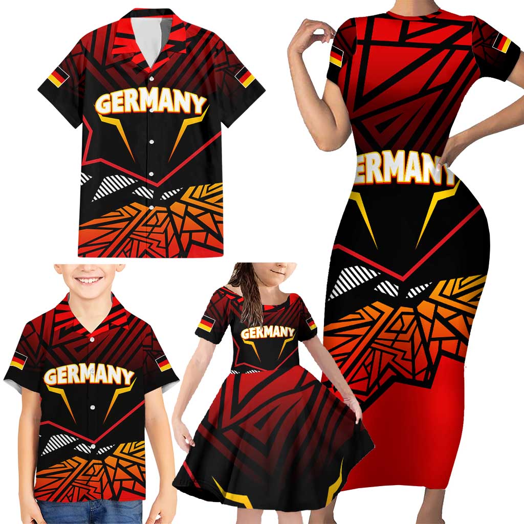 Forever Germany Family Matching Short Sleeve Bodycon Dress and Hawaiian Shirt Deutschland Eagle - Wonder Print Shop