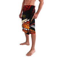 Men's swim shorts, black with red geometric panel and Germany logo eagle