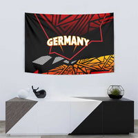 Black Germany tapestry with red outline eagle shape, abstract graphics, and 'GERMANY' text