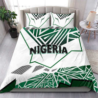 Nigeria duvet and pillowcases featuring white, green geometric flag design with "NIGERIA".