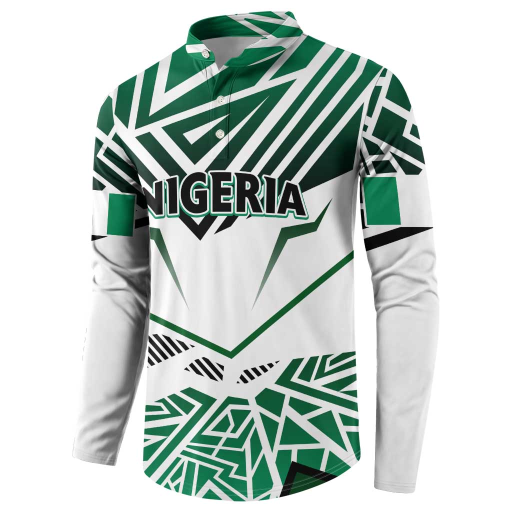 Green and white Nigeria flag button sweatshirt, back view with large central print.