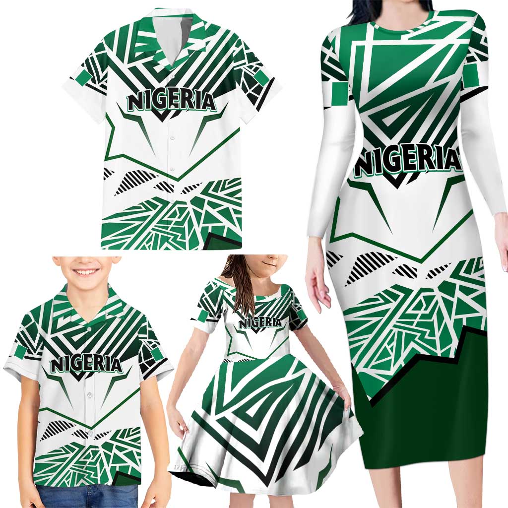 Forever Nigeria Family Matching Long Sleeve Bodycon Dress and Hawaiian Shirt Nigerian Flag - Wonder Print Shop