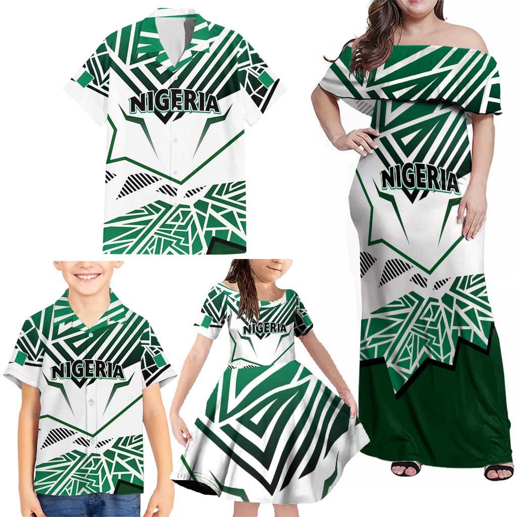 Forever Nigeria Family Matching Off Shoulder Maxi Dress and Hawaiian Shirt Nigerian Flag - Wonder Print Shop