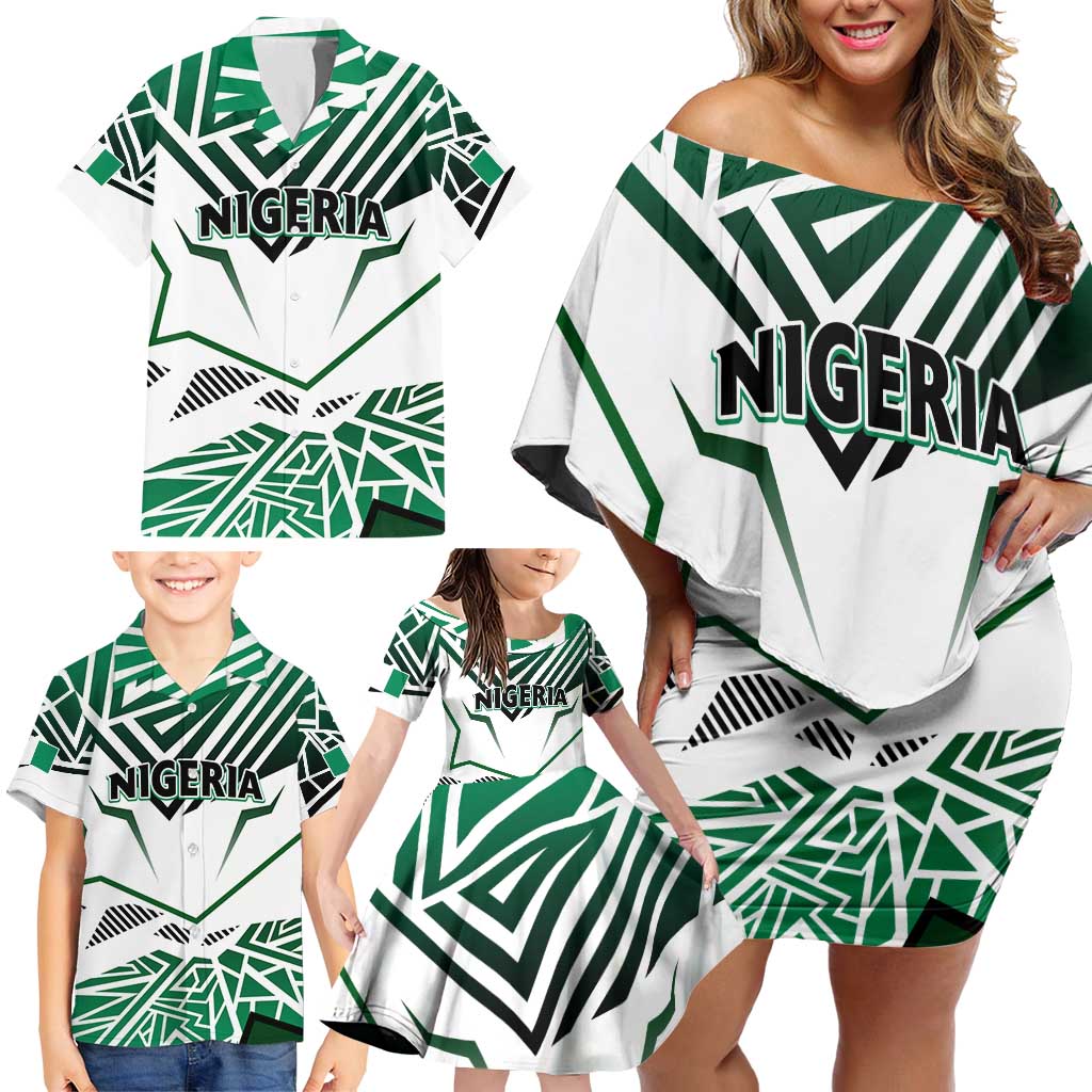 Forever Nigeria Family Matching Off Shoulder Short Dress and Hawaiian Shirt Nigerian Flag - Wonder Print Shop