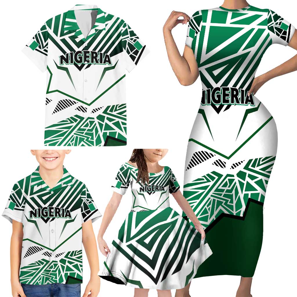 Forever Nigeria Family Matching Short Sleeve Bodycon Dress and Hawaiian Shirt Nigerian Flag - Wonder Print Shop