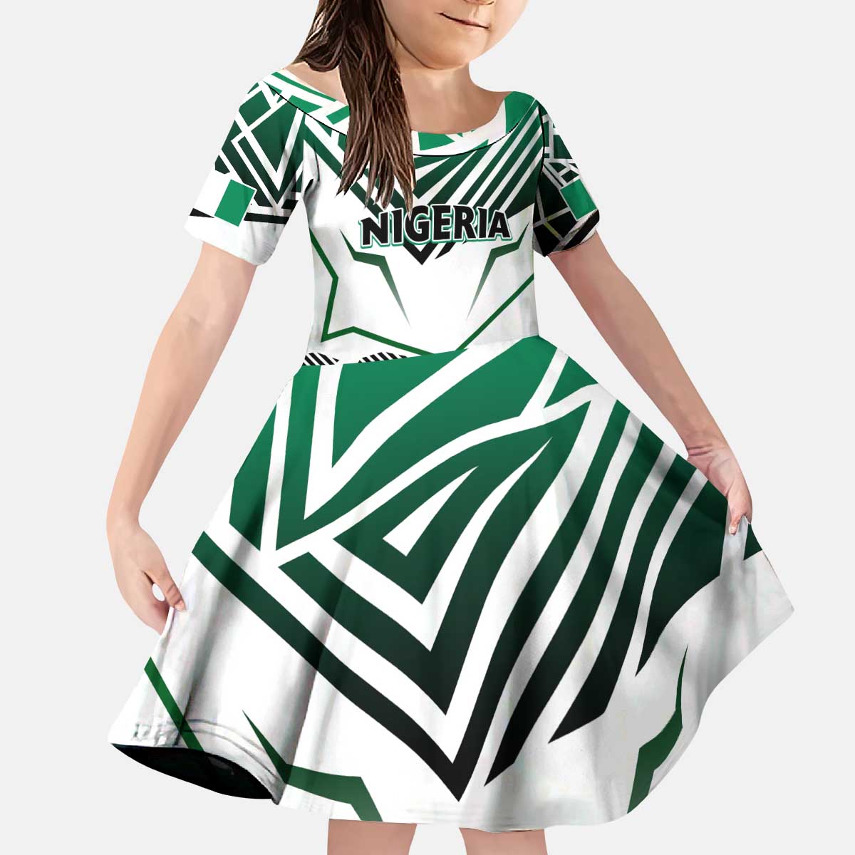 Forever Nigeria Kid Short Sleeve Dress Nigerian Flag - Wonder Print Shop