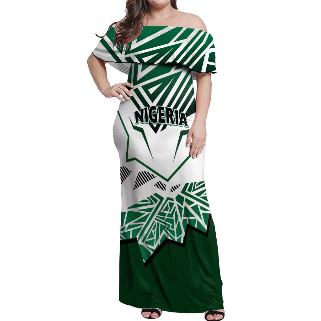 Forever Nigeria Off Shoulder Maxi Dress Nigerian Flag - Wonder Print Shop