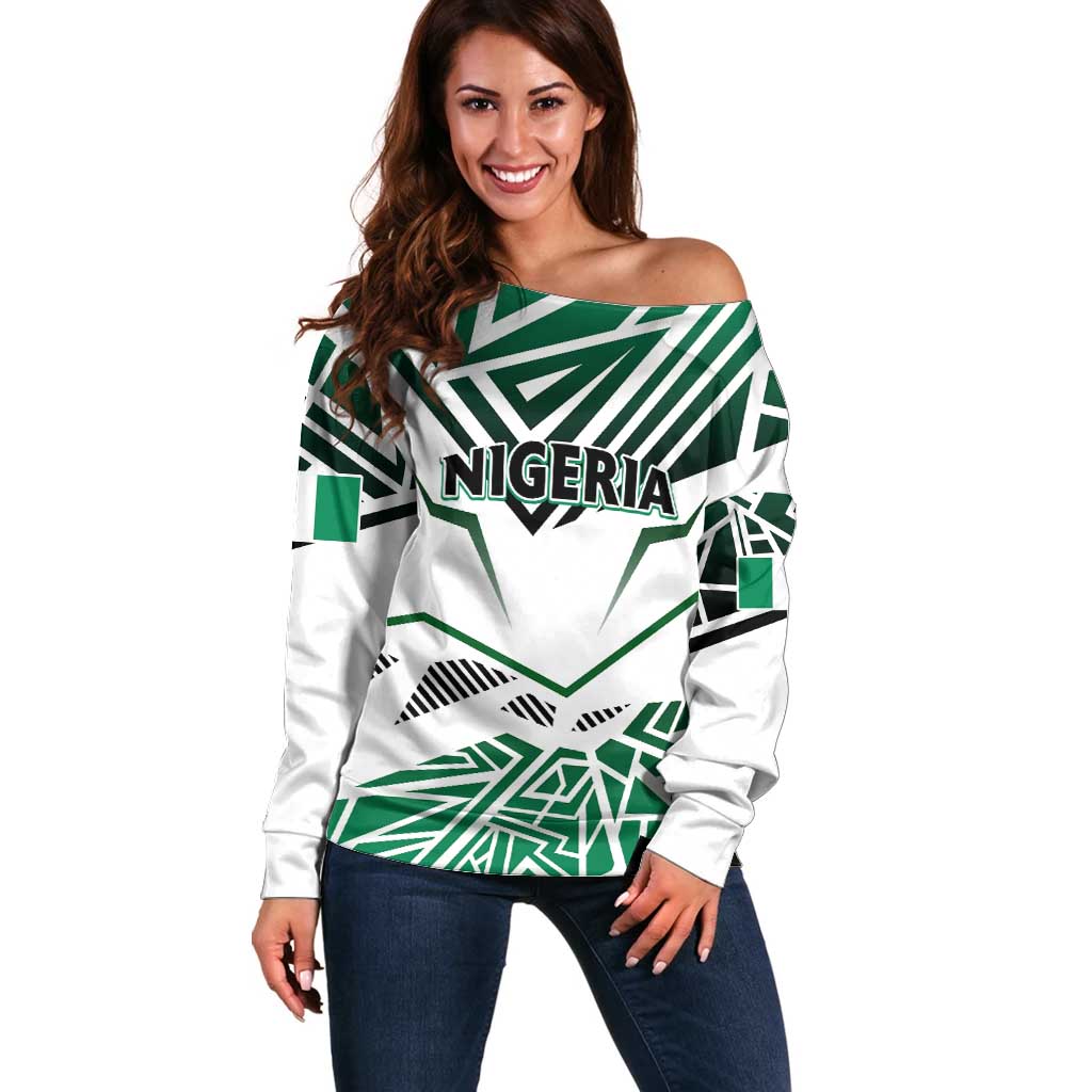 Forever Nigeria Off Shoulder Sweater Nigerian Flag - Wonder Print Shop