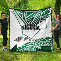 Nigeria flag quilt, white with green Nigeria map and 'NIGERIA' lettering