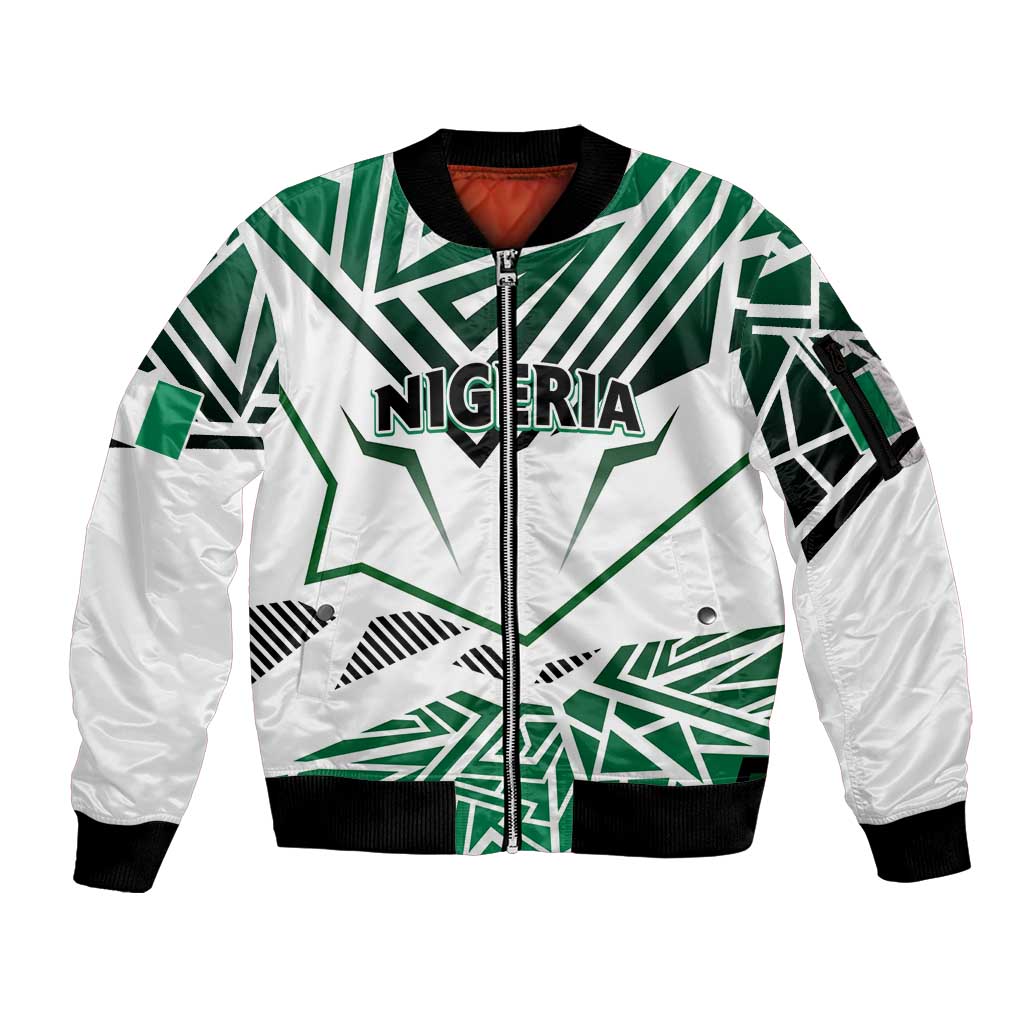 Forever Nigeria Sleeve Zip Bomber Jacket Nigerian Flag - Wonder Print Shop