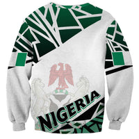 Green and white Nigeria crest crewneck sweatshirt with emblem and ribbed cuffs and hem