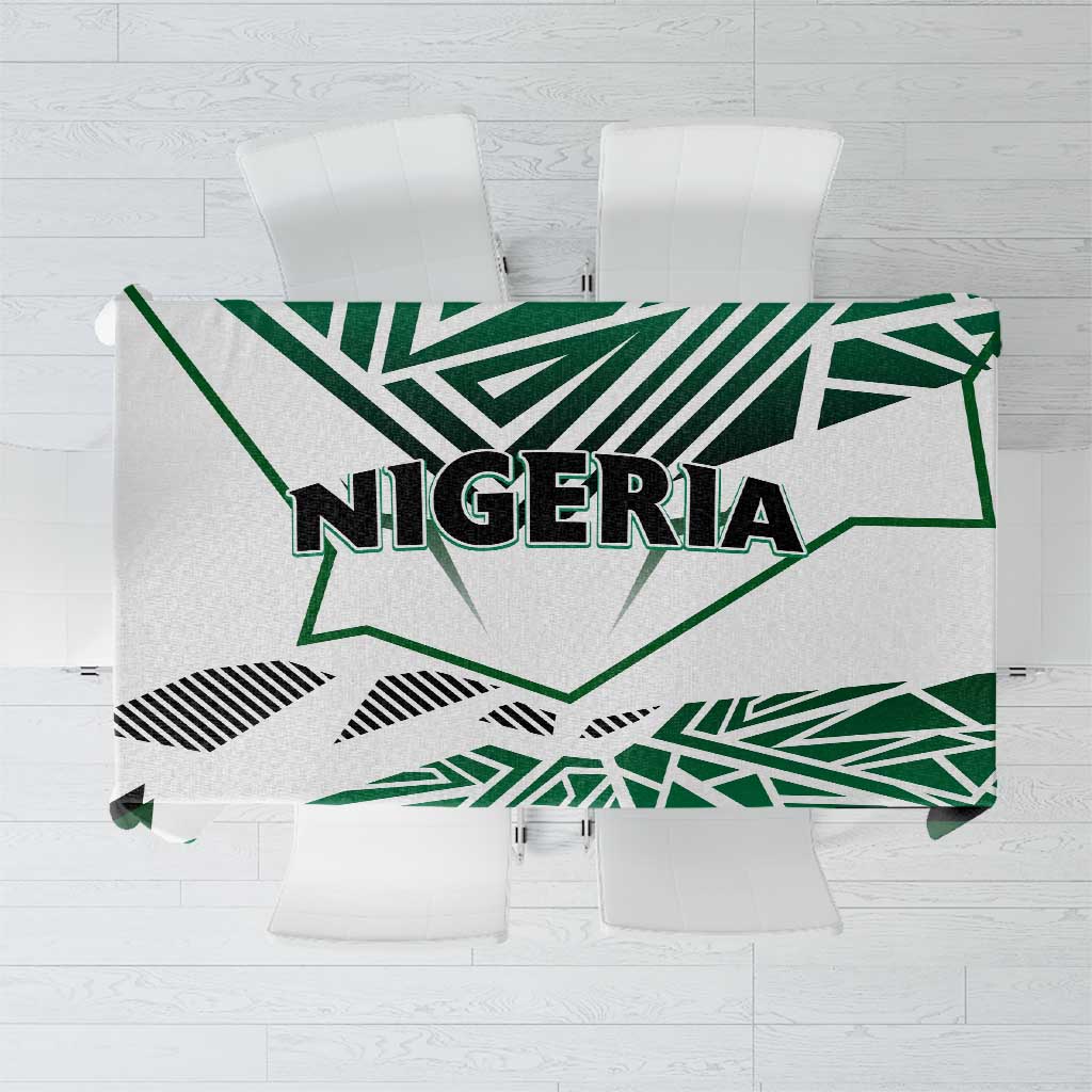 Nigerian flag tablecloth with green-and-white geometric print and NIGERIA lettering