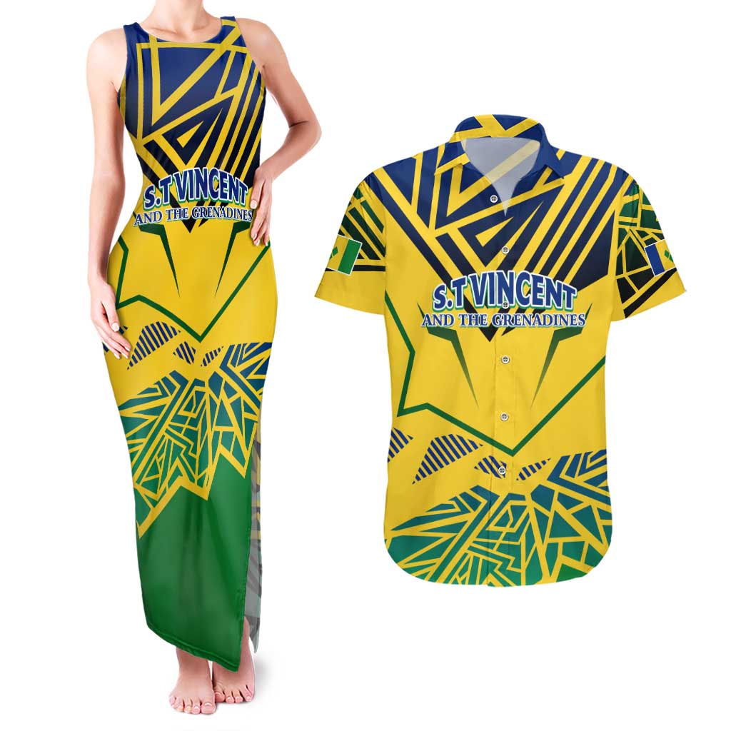 Forever Saint Vincent and the Grenadines Couples Matching Tank Maxi Dress and Hawaiian Shirt Peace and Justice - Wonder Print Shop