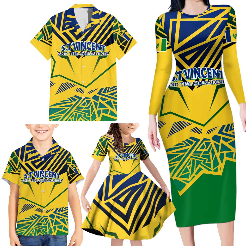 Forever Saint Vincent and the Grenadines Family Matching Long Sleeve Bodycon Dress and Hawaiian Shirt Peace and Justice - Wonder Print Shop