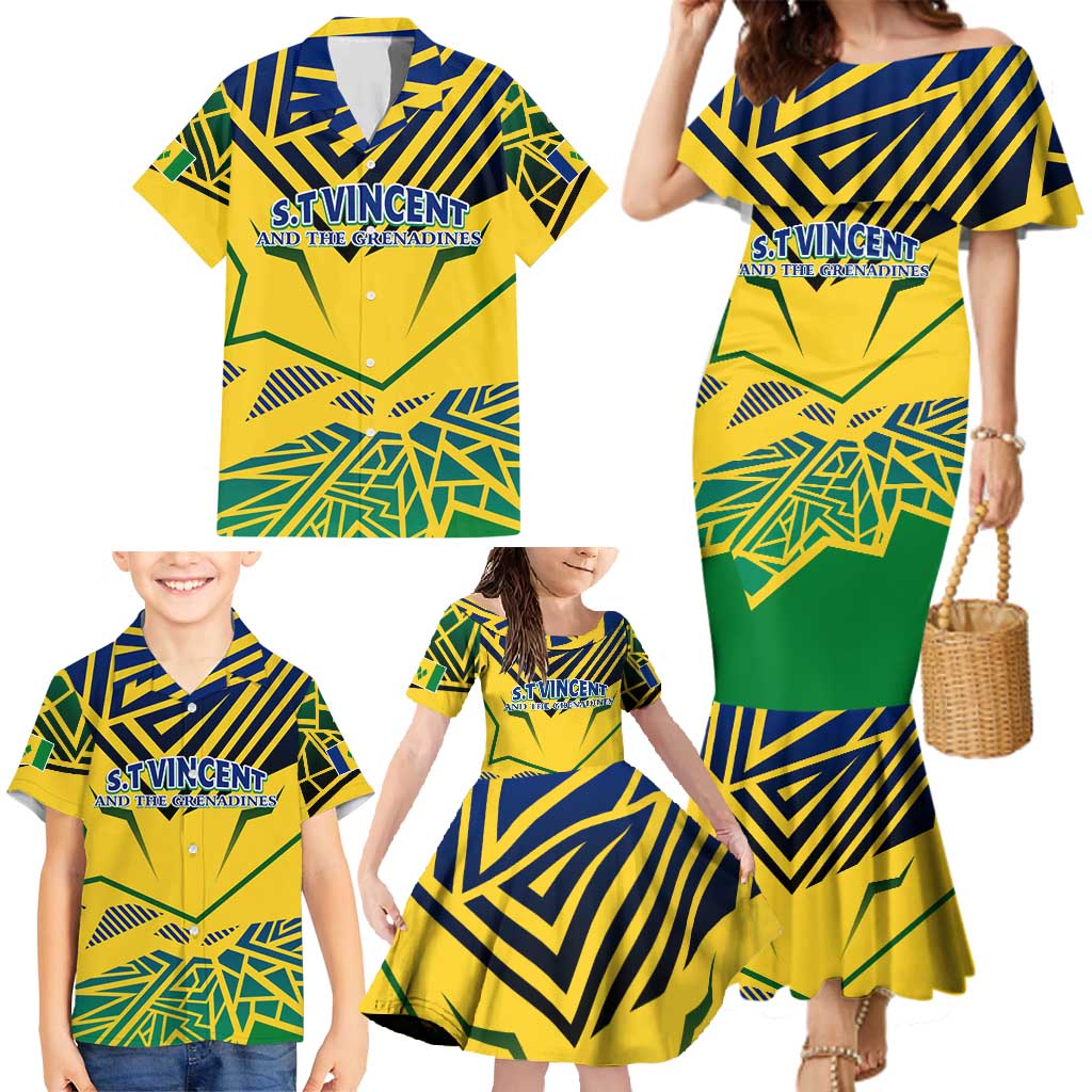 Forever Saint Vincent and the Grenadines Family Matching Mermaid Dress and Hawaiian Shirt Peace and Justice - Wonder Print Shop