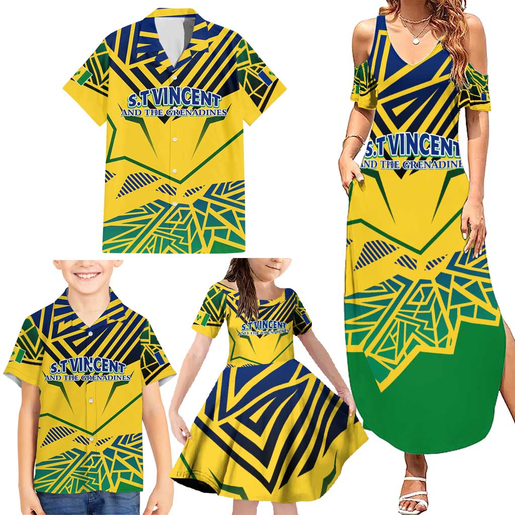 Forever Saint Vincent and the Grenadines Family Matching Summer Maxi Dress and Hawaiian Shirt Peace and Justice - Wonder Print Shop