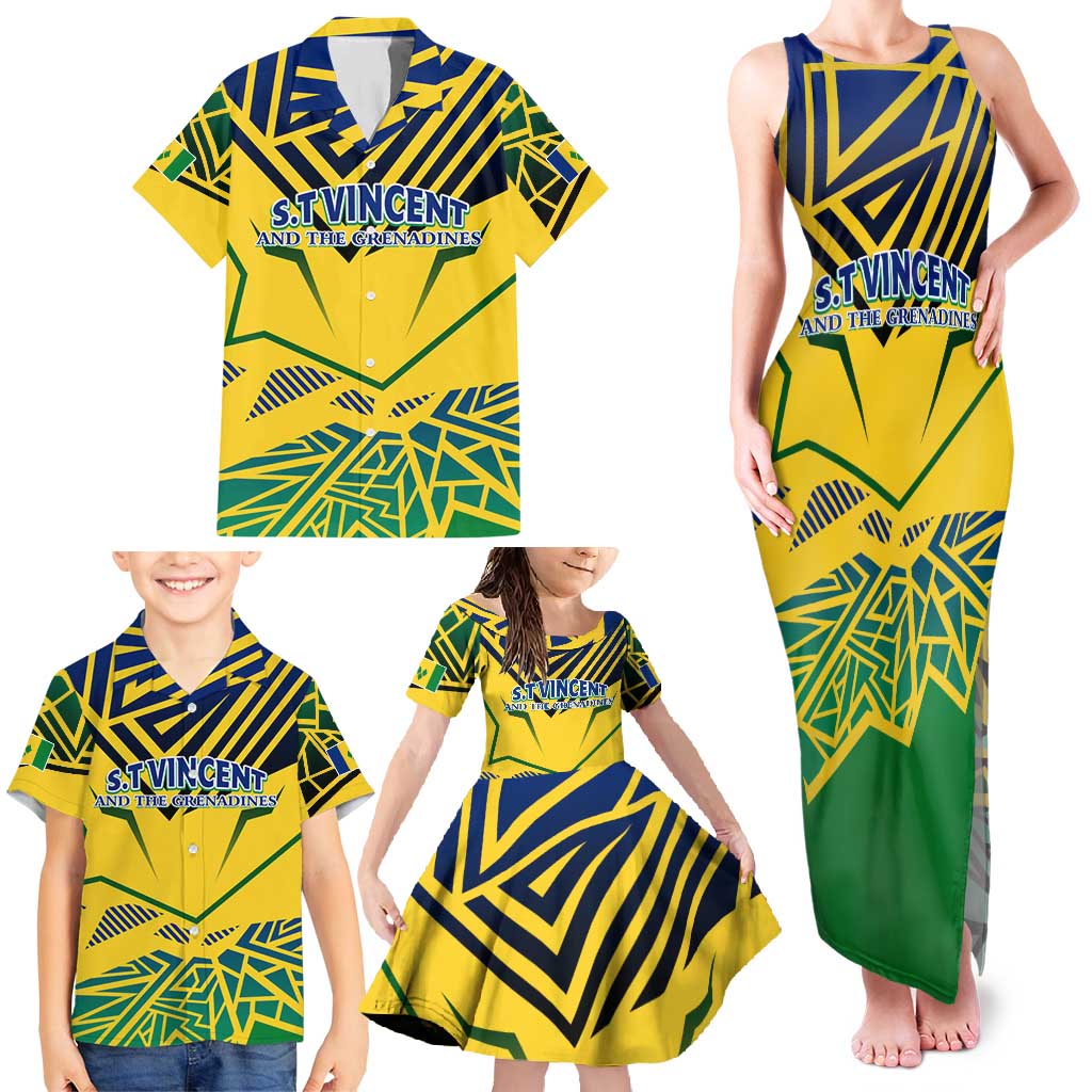 Forever Saint Vincent and the Grenadines Family Matching Tank Maxi Dress and Hawaiian Shirt Peace and Justice - Wonder Print Shop