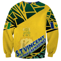Unisex yellow sweatshirt with St. Vincent and the Grenadines back graphic print