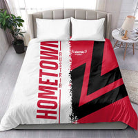 Flag-themed duvet cover with red, black and white design and two matching pillowcases