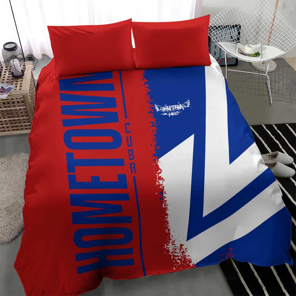 Czech-style flag map bedding set: red, blue, and white duvet cover with two pillowcases