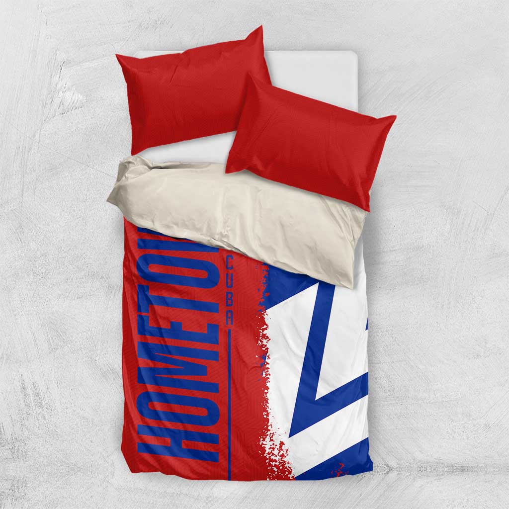 Red blue and white bedding set with flag map duvet cover and two red pillowcases