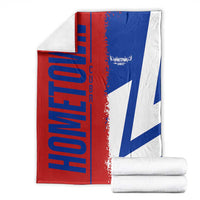 Czechia flag and map blanket folded with red, blue, and white flag-style artwork