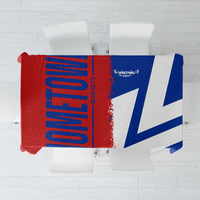 Rectangular tablecloth with Czech flag and map print in red, blue, and white