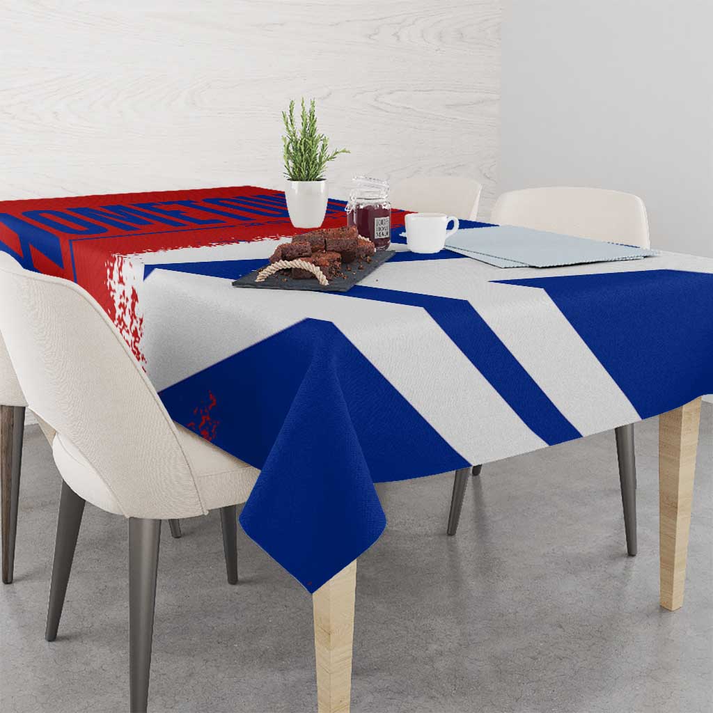 Czech flag and map printed tablecloth with blue striped and red block sections