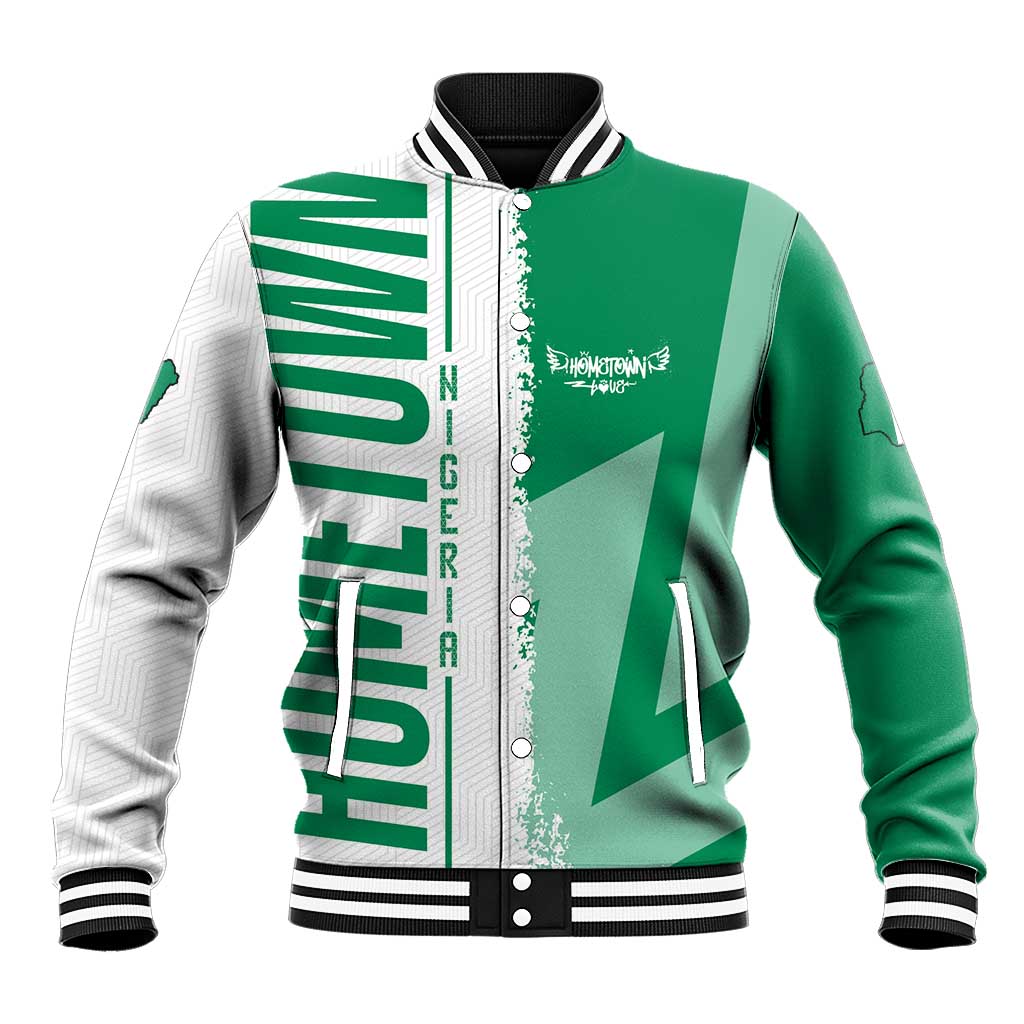 Hometown Nigeria Baseball Jacket Flag and Map - Wonder Print Shop