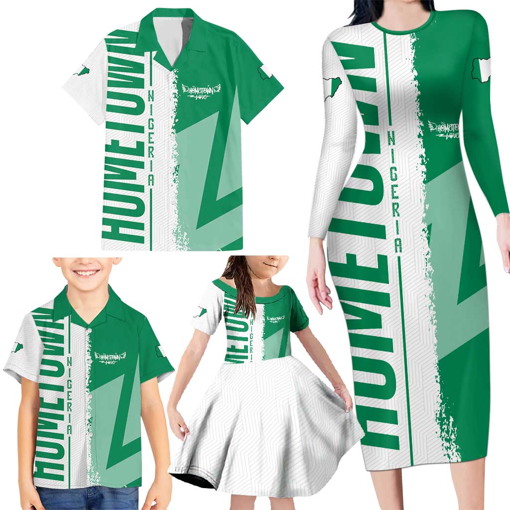 Hometown Nigeria Family Matching Long Sleeve Bodycon Dress and Hawaiian Shirt Flag and Map - Wonder Print Shop