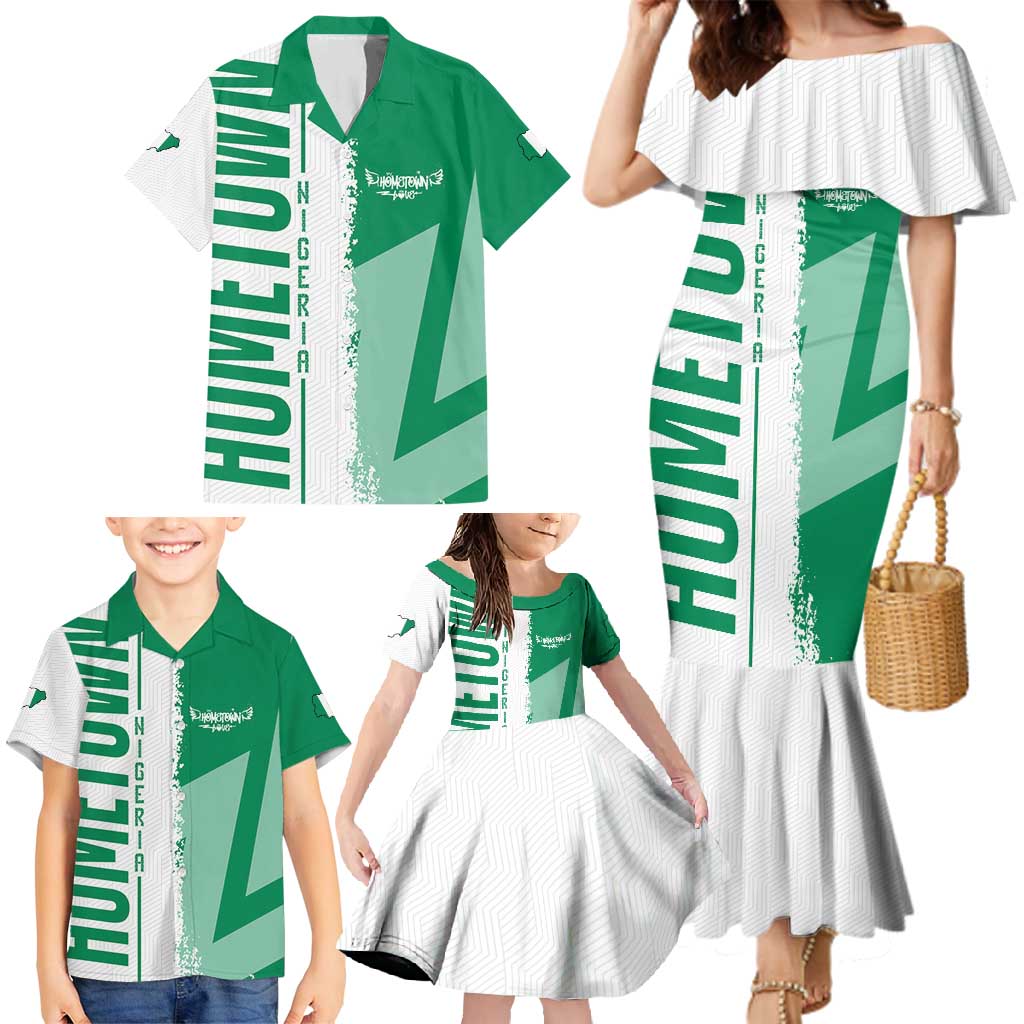 Hometown Nigeria Family Matching Mermaid Dress and Hawaiian Shirt Flag and Map - Wonder Print Shop