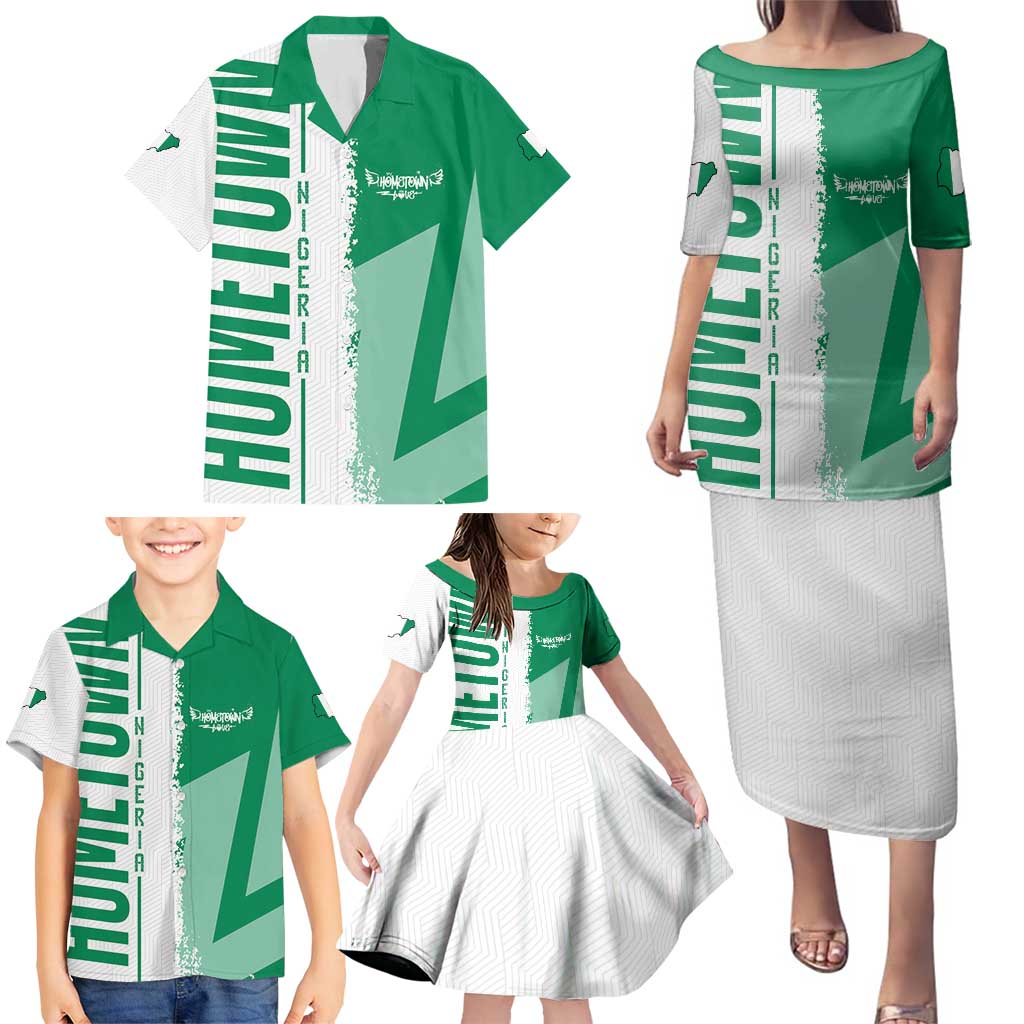 Hometown Nigeria Family Matching Puletasi and Hawaiian Shirt Flag and Map - Wonder Print Shop