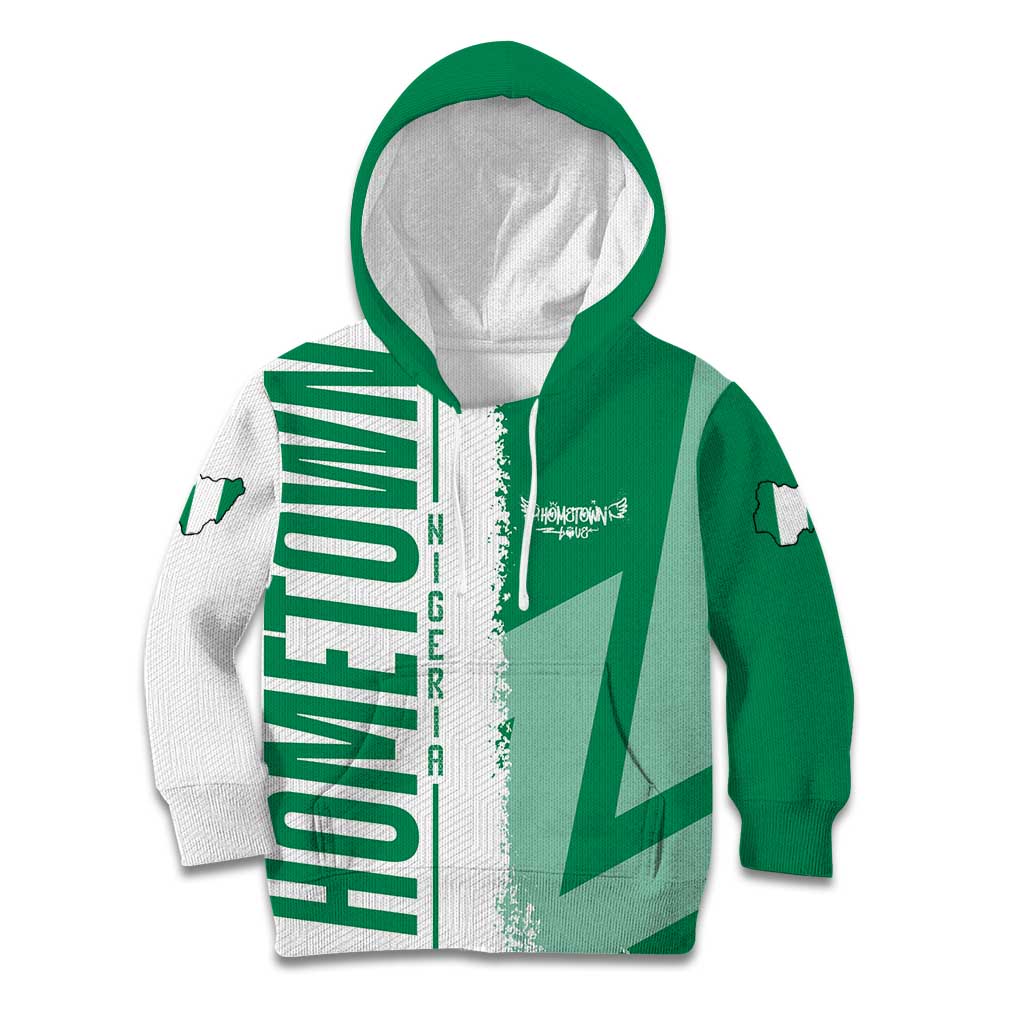 Hometown Nigeria Kid Hoodie Flag and Map - Wonder Print Shop