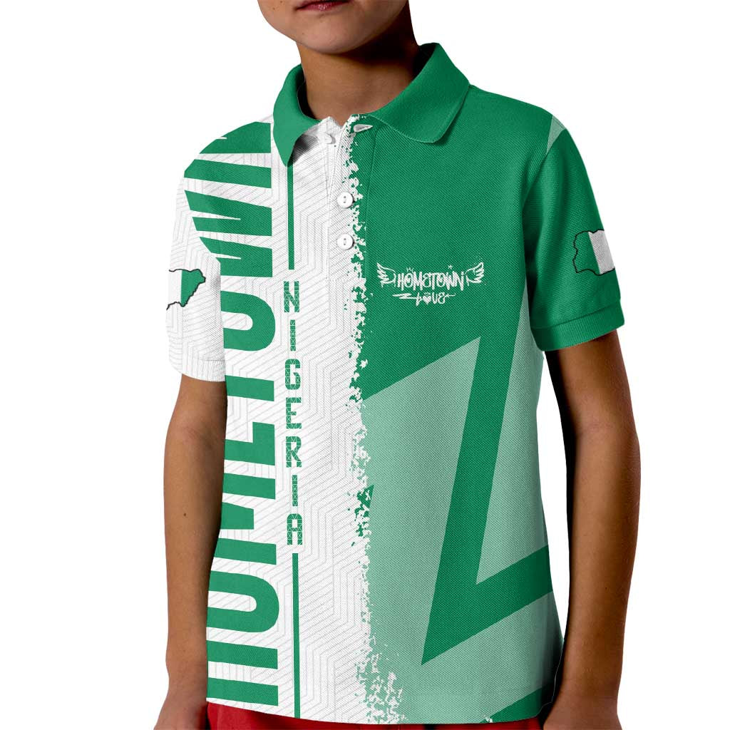 Hometown Nigeria Kid Polo Shirt Flag and Map - Wonder Print Shop