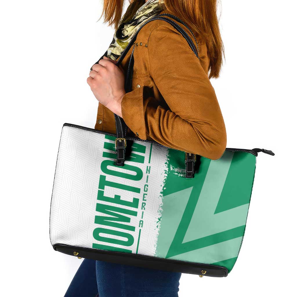 Hometown Nigeria Leather Tote Bag Flag and Map - Wonder Print Shop