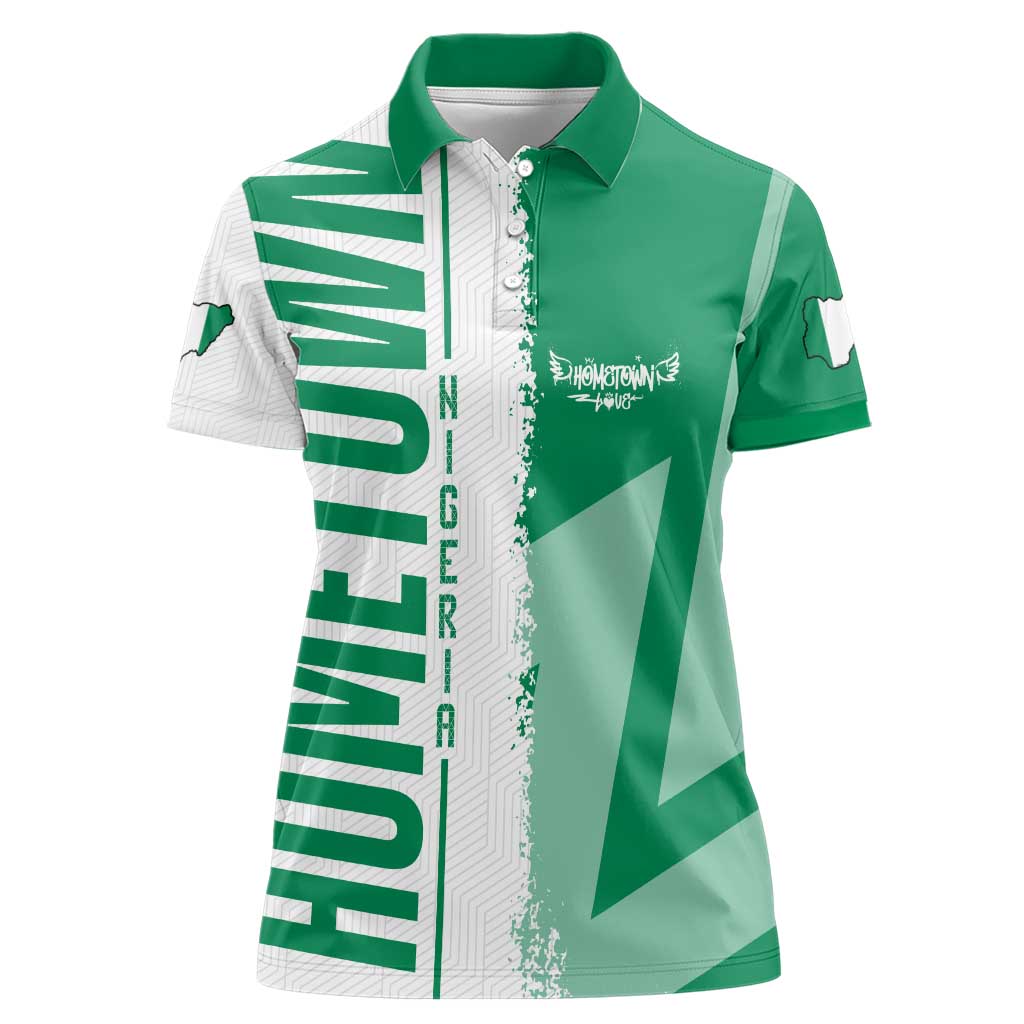 Hometown Nigeria Women Polo Shirt Flag and Map - Wonder Print Shop