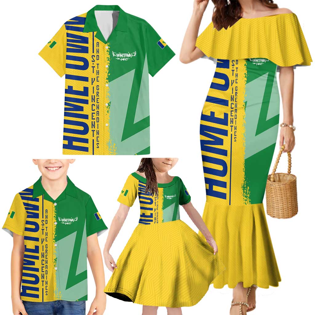 Hometown Saint Vincent and the Grenadines Family Matching Mermaid Dress and Hawaiian Shirt Flag and Map - Wonder Print Shop