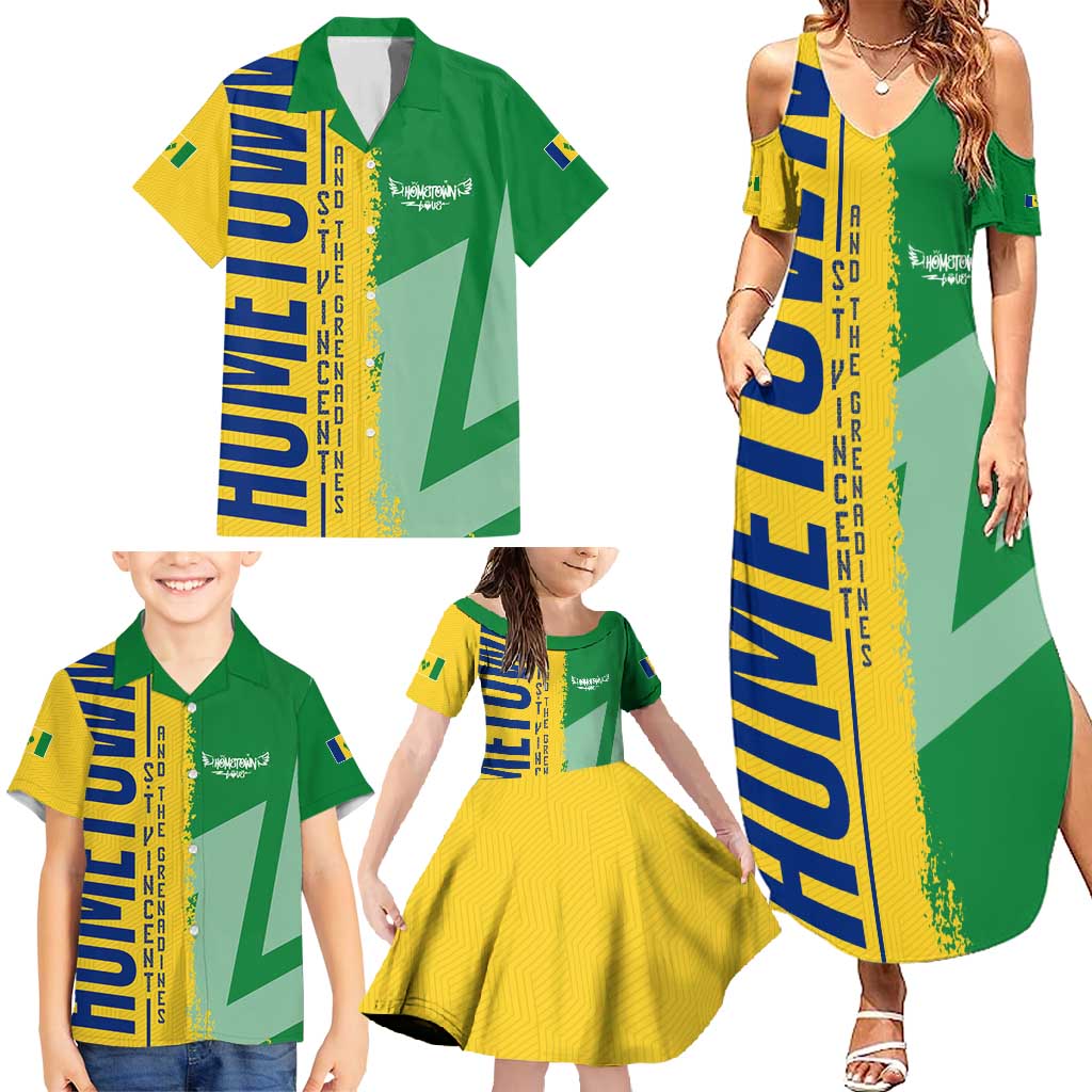 Hometown Saint Vincent and the Grenadines Family Matching Summer Maxi Dress and Hawaiian Shirt Flag and Map - Wonder Print Shop