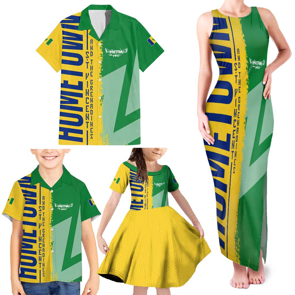 Hometown Saint Vincent and the Grenadines Family Matching Tank Maxi Dress and Hawaiian Shirt Flag and Map - Wonder Print Shop